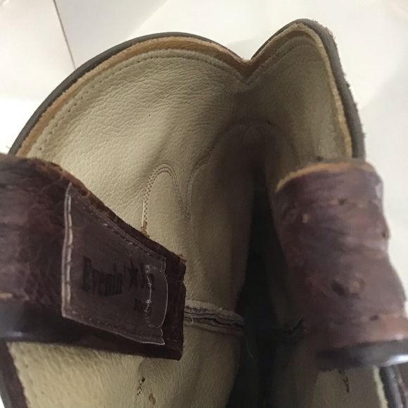 Evenin’ Star Boots Brown Ostrich & Leather Men’s Size 9 Narrow, Women Size 10.5N - Picture 7 of 9